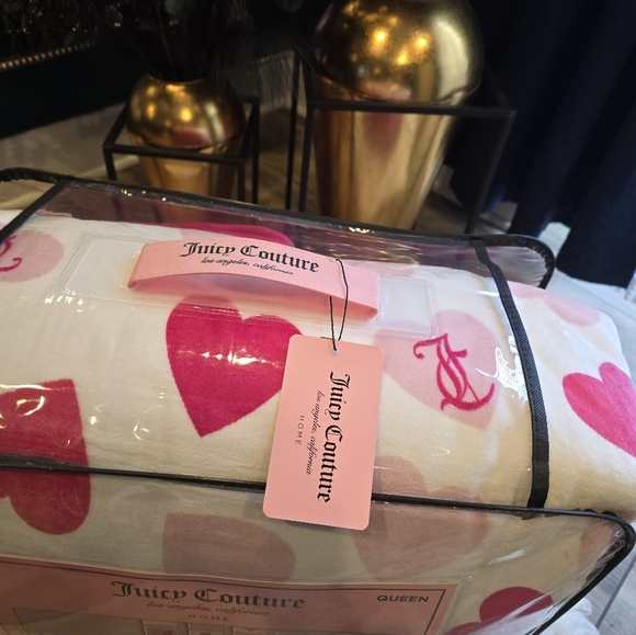 Juicy Couture Queen 5piece Plush Heart bedding set Brand New - Picture 5 of 9